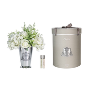 Cote Noire Grand Summer Posies in Silver Goblet (Green & White)-Beauty Affairs1